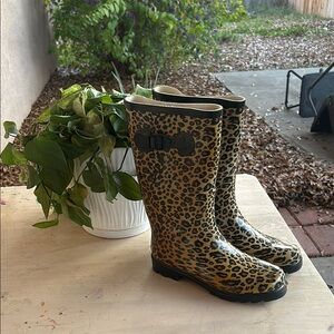 Leopard Print Rain Boots